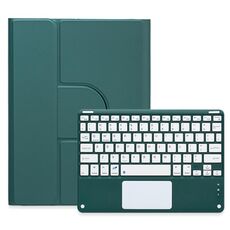 Per iPad 10th Gen 10.9 2022 Custodia in pelle con tastiera Bluetooth girevole a 360 gradi con pulsante quadrato e touchpad (verde scuro)