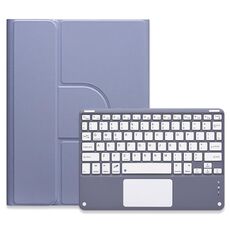 Per iPad 10th Gen 10.9 2022 Custodia in pelle con tastiera Bluetooth girevole a 360 gradi con pulsante quadrato e touchpad (viola lavanda)