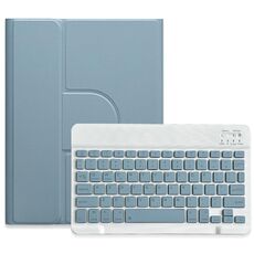 Custodia in pelle per tastiera Bluetooth girevole a 360 gradi per iPad 10a generazione 10.9 2022 pulsante quadrato (blu nebbia)