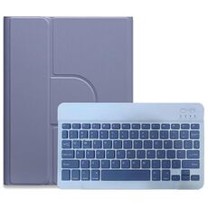 Custodia in pelle per tastiera Bluetooth girevole a 360 gradi per iPad 10th Gen 10.9 2022 pulsante quadrato (viola lavanda)