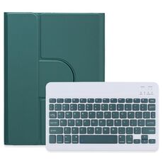Custodia in pelle per tastiera Bluetooth girevole a 360 gradi per iPad Air 2022 / iPad Pro 11 2021 pulsante quadrato (verde scuro)