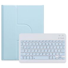 Custodia in pelle per tastiera Bluetooth girevole a 360 gradi per iPad 10.2 2021 / Air 2019 pulsante quadrato (blu cielo)