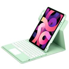 Per iPad Air 2022 / iPad Pro 11 2021 Custodia in pelle con tastiera Bluetooth girevole a 360 gradi con pulsante rotondo con touchpad (verde menta)