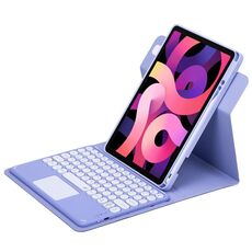 Custodia in pelle per tastiera Bluetooth girevole a 360 gradi per iPad Air 2022 / iPad Pro 11 2021 con touchpad (viola chiaro)