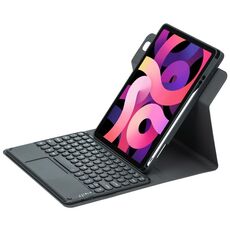 Custodia in pelle per tastiera Bluetooth girevole a 360 gradi per iPad Air 2022 / iPad Pro 11 2021 con touchpad (nero)
