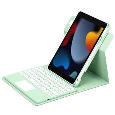 Per iPad 10.2 2021 / Air 2019 Custodia in pelle con tastiera Bluetooth girevole a 360 gradi con pulsante rotondo con touchpad (verde menta)