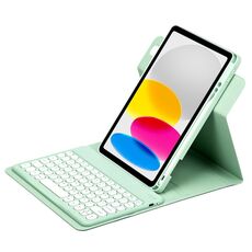 Custodia in pelle per tastiera Bluetooth girevole a 360 gradi per iPad 10th Gen 10.9 2022 (verde menta)