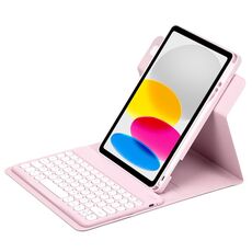 Custodia in pelle per tastiera Bluetooth girevole a 360 gradi per iPad 10a generazione 10.9 2022 (rosa)