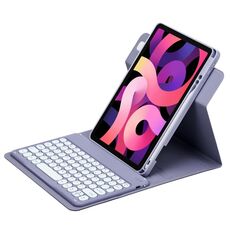 Custodia in pelle per tastiera Bluetooth girevole a 360 gradi per iPad Air 2022 / iPad Pro 11 2021 (viola lavanda)