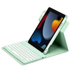 Custodia in pelle per tastiera Bluetooth girevole a 360 gradi per iPad 10.2 2021 / Air 2019 (verde menta)