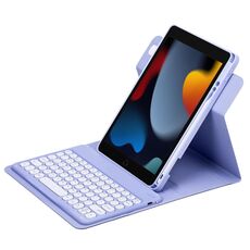 Custodia in pelle per tastiera Bluetooth girevole a 360 gradi per iPad 10.2 2021 / Air 2019 (viola chiaro)