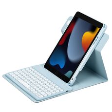 Custodia in pelle per tastiera Bluetooth girevole a 360 gradi per iPad 10.2 2021 / Air 2019 (blu cielo)
