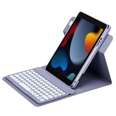 Custodia in pelle per tastiera Bluetooth girevole a 360 gradi per iPad 10.2 2021 / Air 2019 (viola lavanda)