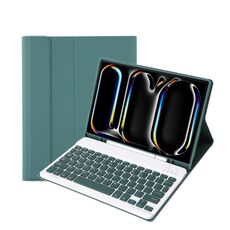 Custodia per tablet in pelle con tastiera touch Bluetooth per iPad Pro 11 2024 A13B con slot per penna (verde scuro)