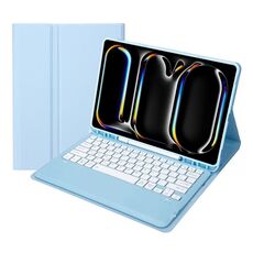 Per iPad Pro 13 2024 A13B Custodia tablet in pelle con tastiera touch Bluetooth ultrasottile staccabile con slot per penna (azzurro)