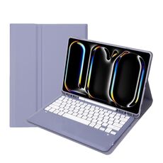 Per iPad Pro 13 2024 A13B Custodia tablet in pelle con tastiera touch Bluetooth ultrasottile staccabile con slot per penna (viola)