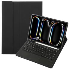 Custodia per tablet in pelle con tastiera quadrata Bluetooth Touch per iPad Pro 11 2024 A13B-A con slot per penna (nero)