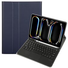 Custodia per tablet in pelle con tastiera quadrata Bluetooth Touch per iPad Pro 11 2024 A13B-A con slot per penna (blu scuro)