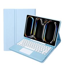 Per iPad Pro 13 2024 A14B-A Custodia tablet in pelle con tastiera touch Bluetooth ultrasottile staccabile con slot per penna (azzurro)