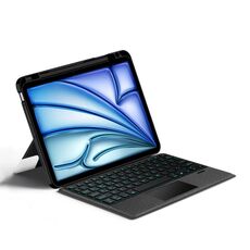 Per iPad mini 6 Custodia tablet in pelle con tastiera Bluetooth staccabile intelligente con retroilluminazione/slot per penna (nero)