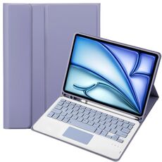 Per iPad Air 11 2024 / Air 5 10.9 A098B-A Custodia tablet in pelle staccabile ultrasottile con tastiera touch Bluetooth e slot per penna (Viola)