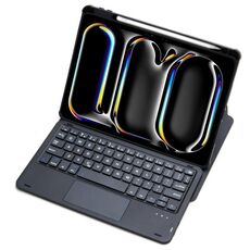 Per iPad Pro 11 2024 L13-A Custodia in pelle con tastiera Bluetooth trasparente in acrilico con rotazione a 360° e controllo touch (nero)
