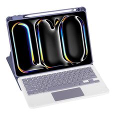 Per iPad Pro 11 2024 L13-A 360 Rotazione Acrilico Trasparente Bluetooth Tastiera Custodia in Pelle con Controllo Touch (Viola)