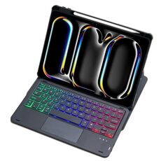 Per iPad Pro 11 2024 L13-AS 360 Rotazione Acrilico Trasparente Bluetooth Tastiera Custodia in Pelle con Controllo Touch/Retroilluminazione (Nero)