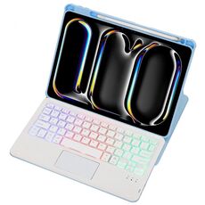 Per iPad Pro 11 2024 L13-AS 360 Rotazione Acrilico Trasparente Bluetooth Tastiera Custodia in Pelle con Controllo Touch/Retroilluminazione (Blu)