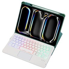 Per iPad Pro 11 2024 L13-AS 360 Rotazione Acrilico Trasparente Bluetooth Tastiera Custodia in Pelle con Controllo Touch/Retroilluminazione (Verde)