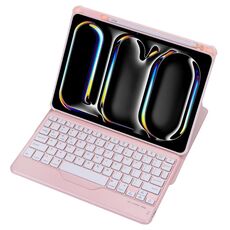 Per iPad Pro 11 2024 L13-B 360 Rotazione Acrilico Trasparente Bluetooth Tastiera Custodia in Pelle (Rosa)