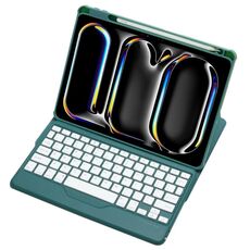 Per iPad Pro 11 2024 L13-B 360 Rotazione Acrilico Trasparente Bluetooth Tastiera Custodia in Pelle (Verde)