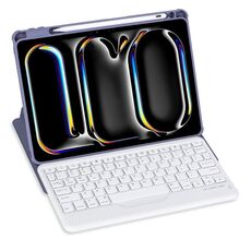 Per iPad Pro 11 2024 L13-B 360 Rotazione Acrilico Trasparente Bluetooth Tastiera Custodia in Pelle (Viola)
