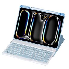 Per iPad Pro 11 2024 YL13 360 Rotazione Acrilico Trasparente Rotondo Tastiera Bluetooth Custodia in Pelle (Blu)