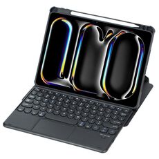 Per iPad Pro 11 2024 YL13-A 360 Rotazione Acrilico Trasparente Rotondo Tastiera Bluetooth Custodia in Pelle con Controllo Touch (Nero)