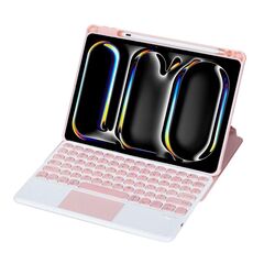Per iPad Pro 11 2024 YL13-A 360 Rotazione Acrilico Trasparente Rotondo Tastiera Bluetooth Custodia in Pelle con Controllo Touch (Rosa)