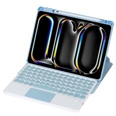 Per iPad Pro 11 2024 YL13-A 360 Rotazione Acrilico Trasparente Rotondo Tastiera Bluetooth Custodia in Pelle con Controllo Touch (Blu)