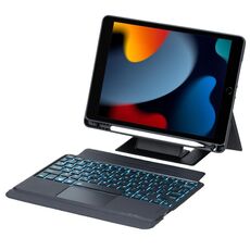 Per iPad 10.2 / Air 3 10.5 / Pro 10.5 Supporto galleggiante staccabile con tastiera retroilluminata Custodia in pelle per tablet con touchpad (nero)