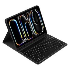 Custodia in pelle per tablet con tastiera Bluetooth retroilluminata colorata per iPad Air 5 / Air 4 10.9 (nera)