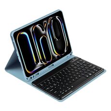 Custodia in pelle per tablet con tastiera Bluetooth retroilluminata colorata per iPad Air 5 / Air 4 10.9 (blu nebbia)