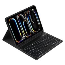 Custodia per tablet in pelle con tastiera Bluetooth retroilluminata colorata per iPad Air 11 2024 / Air 11 2025 (blu reale)