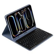 Custodia per tablet in pelle con tastiera Bluetooth retroilluminata colorata per iPad Air 11 2024 / Air 11 2025 (viola scuro)