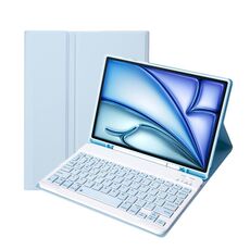 Per iPad Air 11 2024/Air 4 2020/Air 5 2022 A098B Custodia tablet tastiera Bluetooth ultrasottile staccabile in ABS con colori caramelle con supporto e slot per penna (azzurro)