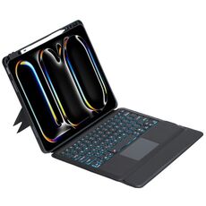 Custodia con tastiera Bluetooth touch retroilluminata rotante staccabile T14B-AS per iPad Pro 13 2024