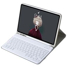 Per iPad 10a generazione 10.9 2022 A10B Custodia per tablet in pelle con tastiera Bluetooth ultrasottile in pelle di agnello con slot per penna (grigio)