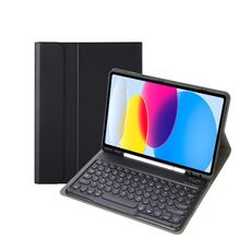 Per iPad 10a generazione 10.9 2022 YA10B Pelle di agnello Texture Tastiera Bluetooth Custodia per tablet in pelle con slot per penna (nero)