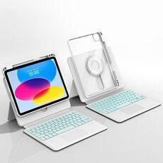 Per iPad 10a generazione 10.9 (2022) Custodia magnetica girevole con tastiera sospesa Custodia protettiva con binario scorrevole (bianco)