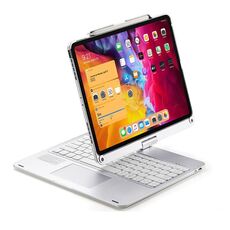 Per iPad Pro 12,9 pollici 2022/2021/2020/2018 Tablet Tastiera Bluetooth Touch con retroilluminazione Rotazione a 360 gradi (argento)