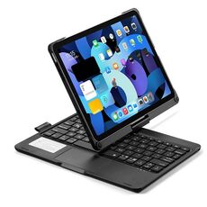 Custodia con tastiera Bluetooth con rotazione a 360 gradi e retroilluminazione per iPad Air 11 2024 / Air 5 / Air 4 10.9 / Pro 11 2022 2021 2020 2018 (nero)