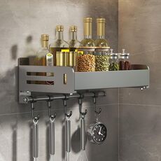 Porta spezie da cucina a parete in acciaio al carbonio, portasciugamani da bagno, 30 cm con ganci